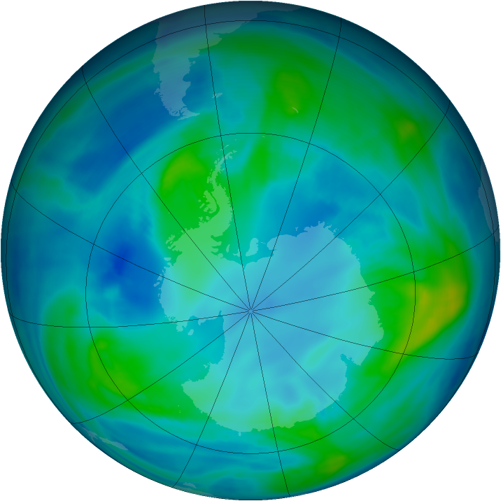 Antarctic ozone map for 23 April 2008